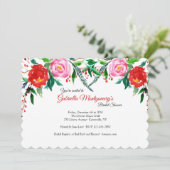 Winter Rose Brautdusche Einladung (Stehend Vorderseite)