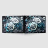 Winter-Rose mit blauer und weißer Eiszeit Gästebuch (Voll)