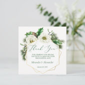 Winter Rose Pine Holly Wedding Dankeschön Card Dankeskarte (Stehend Vorderseite)