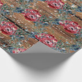 Winter Rose Pine Spruce Trellis Barriere Board Geschenkpapier (Ecke)