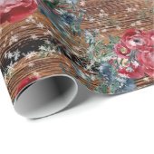 Winter Rose Pine Spruce Trellis Barriere Board Geschenkpapier (Rolleneckpunkt)