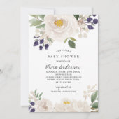 Winter Rose Schöne Babydusche Einladung (Vorderseite)