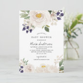 Winter Rose Schöne Babydusche Einladung (Stehend Vorderseite)