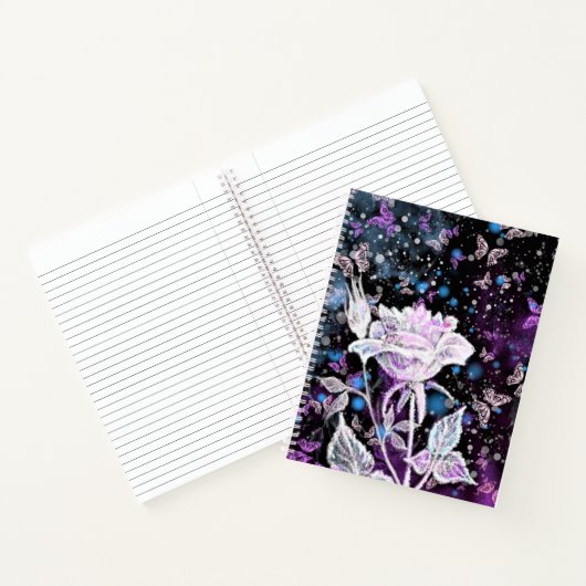 Winter-Rose und Butterfly-Notebook Notizblock (Innenseite)