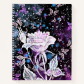Winter-Rose und Butterfly-Notebook Notizblock (Vorderseite)