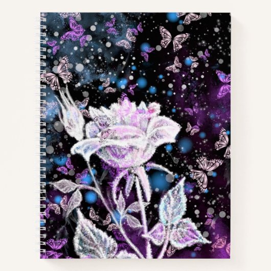 Winter-Rose und Butterfly-Notebook Notizblock (Vorderseite)