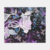 Winter Rose und Schmetterlinge Fleece Blanket (Vorderseite (Horizontal))