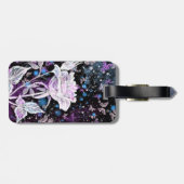 Winter-Rose und Schmetterlinge Gepäckmarke Gepäckanhänger (Rückseite horizontal)