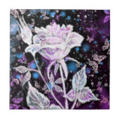 Winter Rose und Schmetterlinge Keramik Fliesenmale Fliese (Vorderseite)