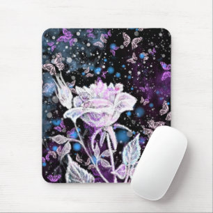 Winter Rose und Schmetterlinge Maus Pad Mousepad