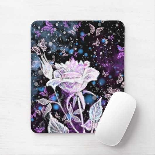 Winter Rose und Schmetterlinge Maus Pad Mousepad (Mit Mouse)