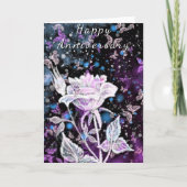 Winter-Rose und Schmetterlingskarte Karte (Vorderseite)