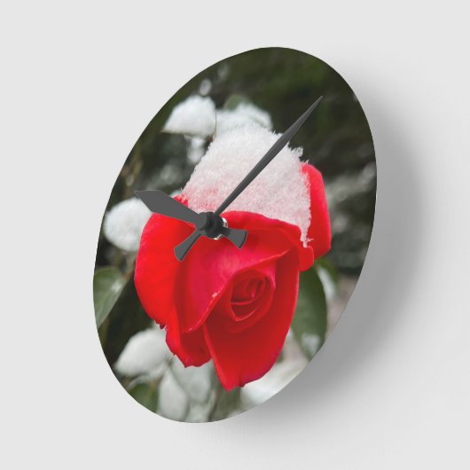 Winter Rose Wall Clock Runde Wanduhr (Winkel)