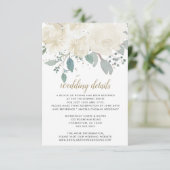 Winter Rose White Gold Floral Wedding Begleitkarte (Stehend Vorderseite)