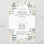 Winter Rose White Gold Floral Wedding Programm (Rückseite)