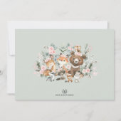 Winter Rose Woodland Animals Girl Babydusche Einladung (Rückseite)