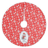 Winter (rot) Alte Englische Scheune (Grau 1) Niedl Fleece Weihnachtsbaumdecke (Vorderseite)