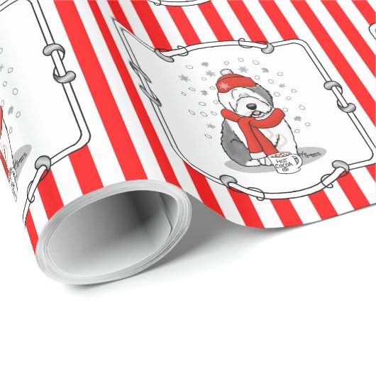 Winter (rot) Alte Englische Scheune (Grau 1) Niedl Geschenkpapier (Rolleneckpunkt)