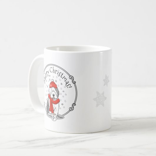 Winter (rot) Alte Englische Scheune (Grau 1) Niedl Kaffeetasse (Vorderseite Links)