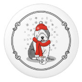 Winter (rot) Alte Englische Scheune (Grau 1) Niedl Keramikknauf (Vorderseite)