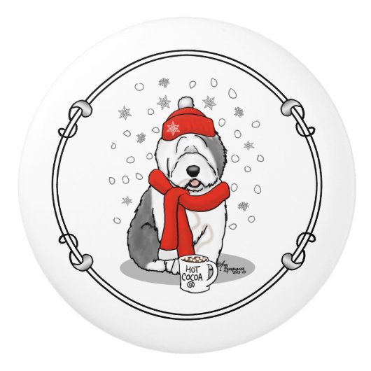 Winter (rot) Alte Englische Scheune (Grau 1) Niedl Keramikknauf (Vorderseite)