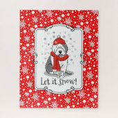 Winter (rot) Alte Englische Scheune (Grau 1) Niedl Puzzle (Vertikal)