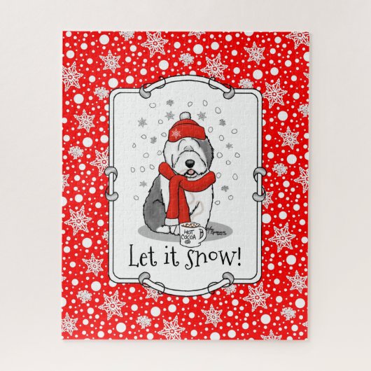 Winter (rot) Alte Englische Scheune (Grau 1) Niedl Puzzle (Vertikal)