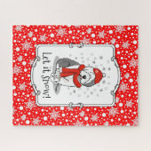 Winter (rot) Alte Englische Scheune (Grau 1) Niedl Puzzle (Horizontal)