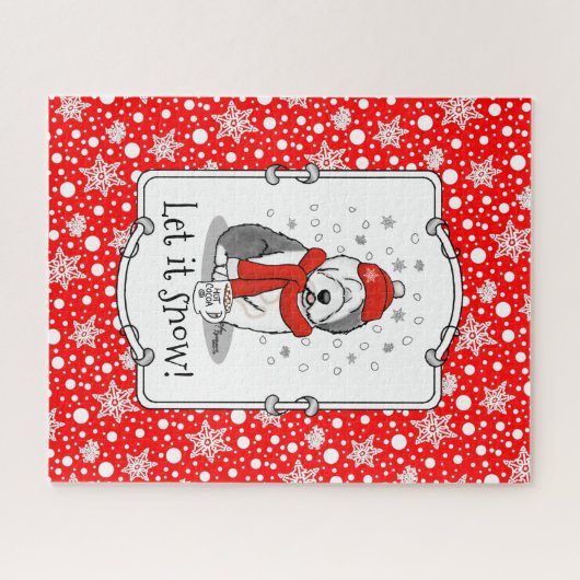 Winter (rot) Alte Englische Scheune (Grau 1) Niedl Puzzle (Horizontal)