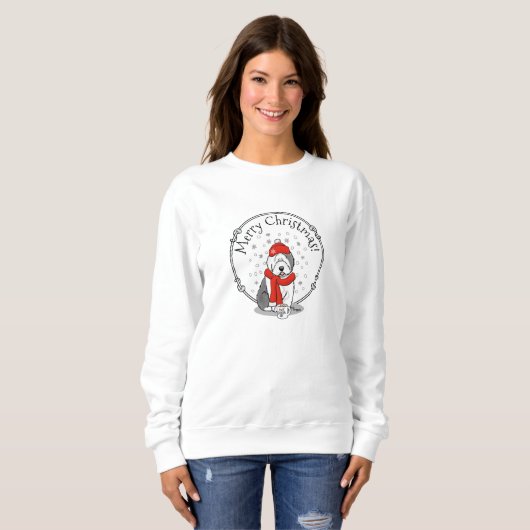 Winter (rot) Alte Englische Scheune (Grau 1) Niedl Sweatshirt (Vorne ganz)
