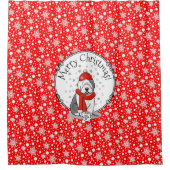 Winter (rot) Altes englisches Schafhund Grau 1 Url Duschvorhang (Vorderseite)