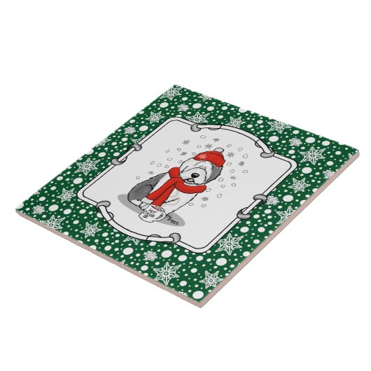 Winter (rot) Altes englisches Schafhund Grau 1 Url Fliese (Seite)