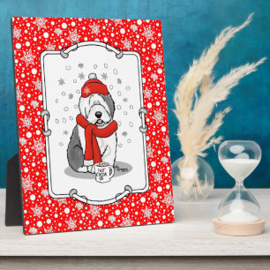 Winter (rot) Altes englisches Schafhund Grau 1 Url Fotoplatte