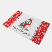 Winter (rot) Altes englisches Schafhund Grau 1 Url Fußmatte (Schrägansicht)