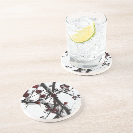 Winter-Rot-Beeren Untersetzer (Seite)