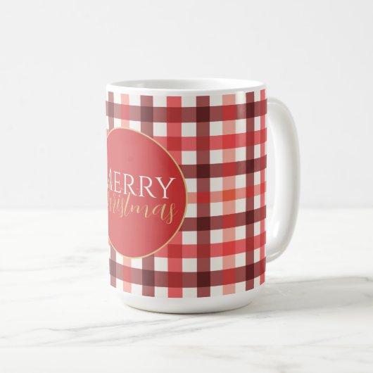 Winter-Rot Gingham Karo Karomuster Kaffeetasse (VorderseiteRechts)