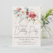 Winter Rote Blume 18. Geburtstag Überraschung Part Einladung (Stehend Vorderseite)