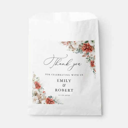 Winter Rote Gastgeschenk Hochzeit Pinecone Bags Geschenktütchen (Vorderseite)