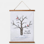 Winter Rote Kardinäle auf Schneebaum Wandteppich Mit Holzrahmen (Vorderseite)