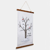 Winter Rote Kardinäle auf Schneebaum Wandteppich Mit Holzrahmen (Gewinkelt)