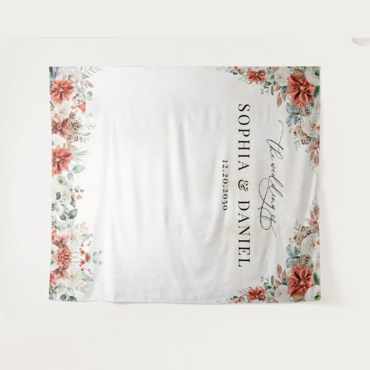 Winter Rote Landschaft Pinecone Hochzeit Hintergru Wandteppich (Vorderseite (Horizontal))