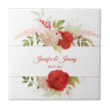 Winter Rote Rosen & Grüne Hochzeit Keepake |