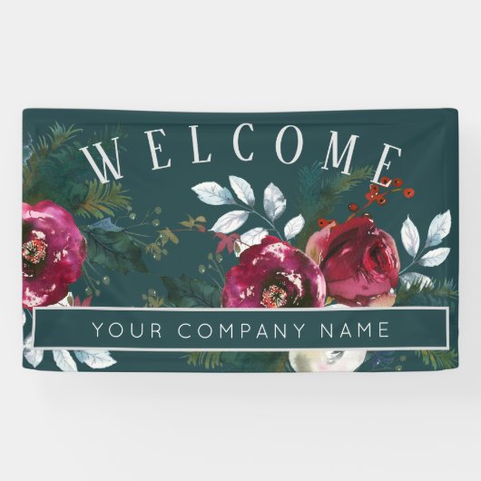 Winter Rote Rosen Weihnachten Party für Unternehme Banner (Horizontal)