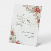 Winter Rote Vegetation Pinecone Liebe ist ein süße Sockelschild (Vorderseite)