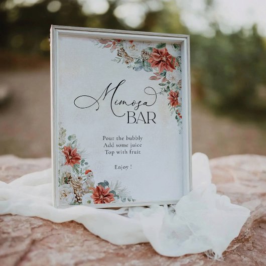 Winter Rote Vegetation Pinecone Mimosa Bar Sign Sockelschild