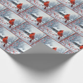 Winter Roter Kardinal auf der Zweigstelle Berry Geschenkpapier (Ecke)