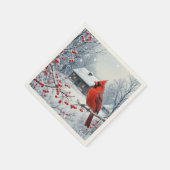 Winter Roter Kardinal auf der Zweigstelle Berry Serviette (Ecke)