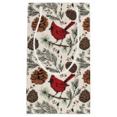 Winter Roter Kardinal in Pine Tree Kleine Geschenktüte (Vorderseite)