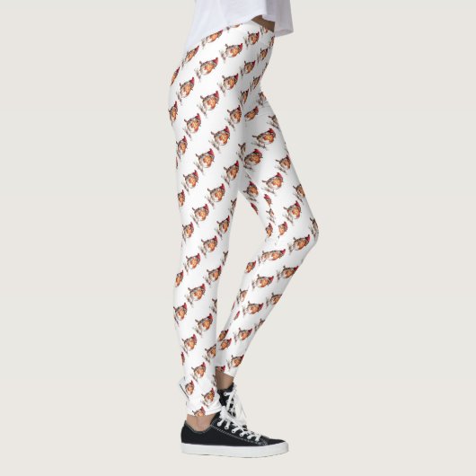 Winter-Rotkehlchen-Cottagecore-Urlaubsmode Leggings (Rechts)