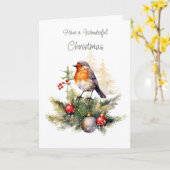 Winter-Rotkehlchen-Tannen-Weihnachtskarte Karte (Gelbe Blume)